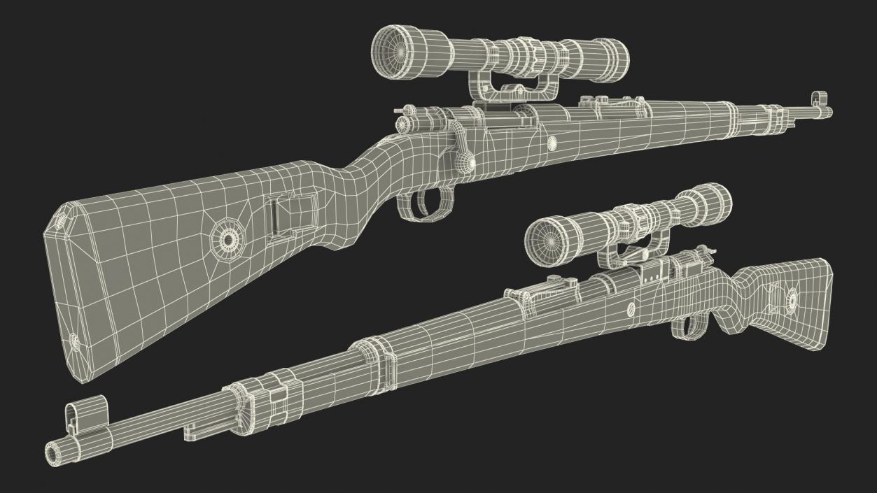 Mauser Kar98k Bolt Action Rifle with Scope 3D