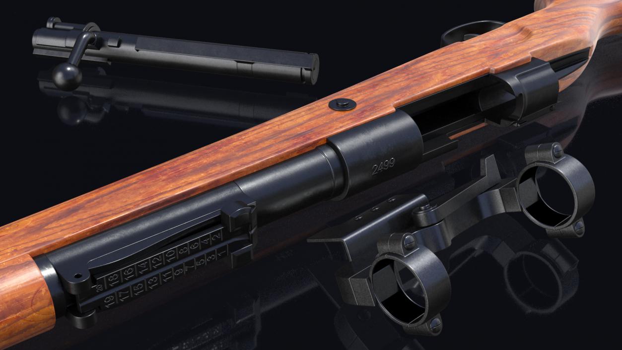 Mauser Kar98k Bolt Action Rifle with Scope 3D