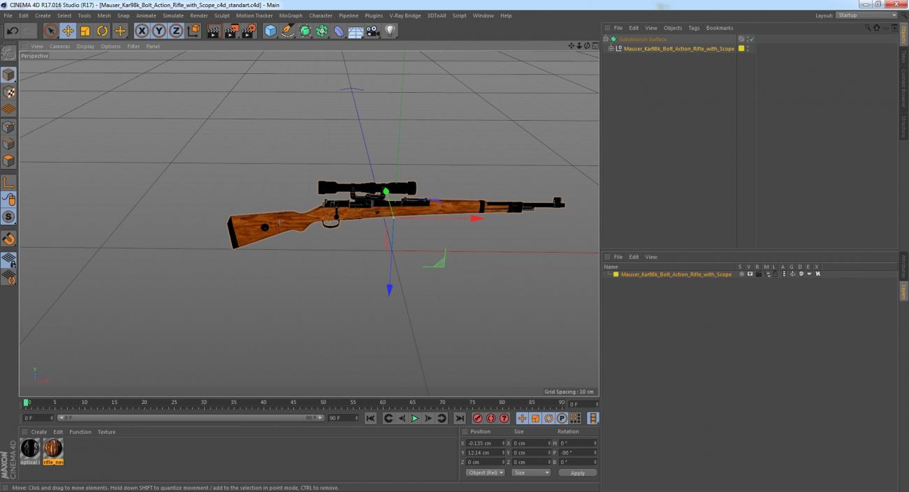 Mauser Kar98k Bolt Action Rifle with Scope 3D