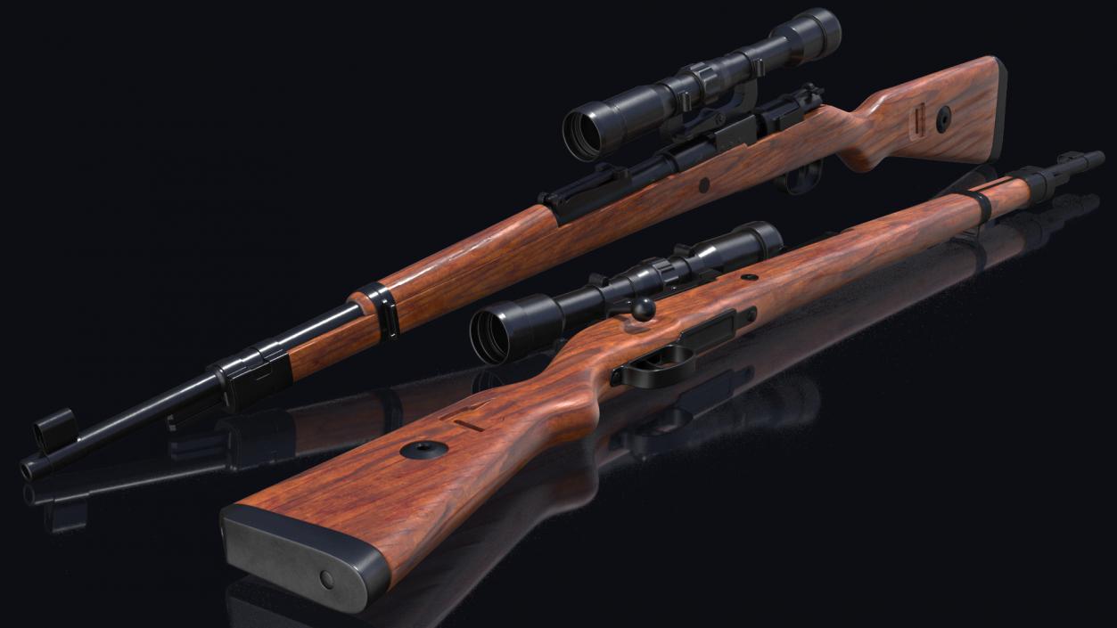 Mauser Kar98k Bolt Action Rifle with Scope 3D