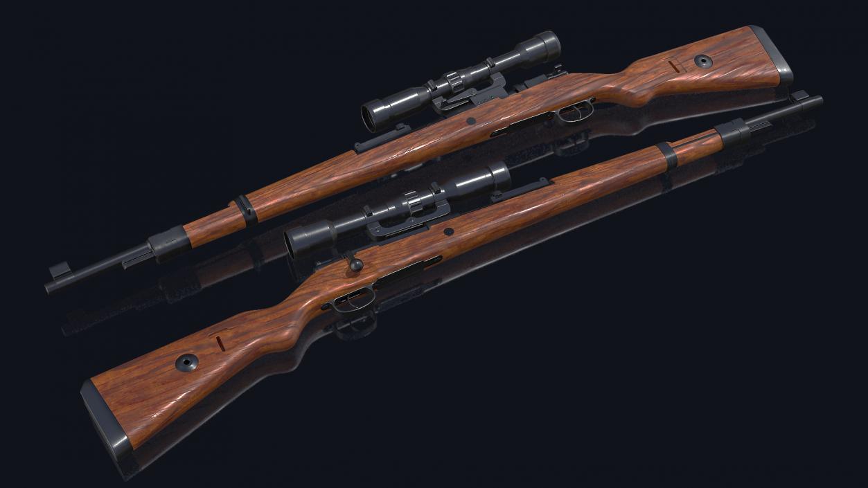 Mauser Kar98k Bolt Action Rifle with Scope 3D