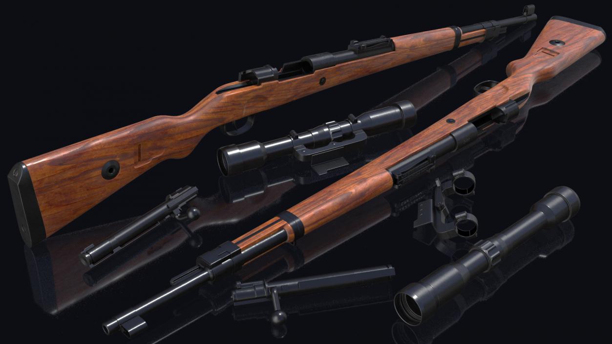 Mauser Kar98k Bolt Action Rifle with Scope 3D