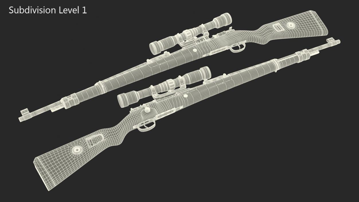 Mauser Kar98k Bolt Action Rifle with Scope 3D