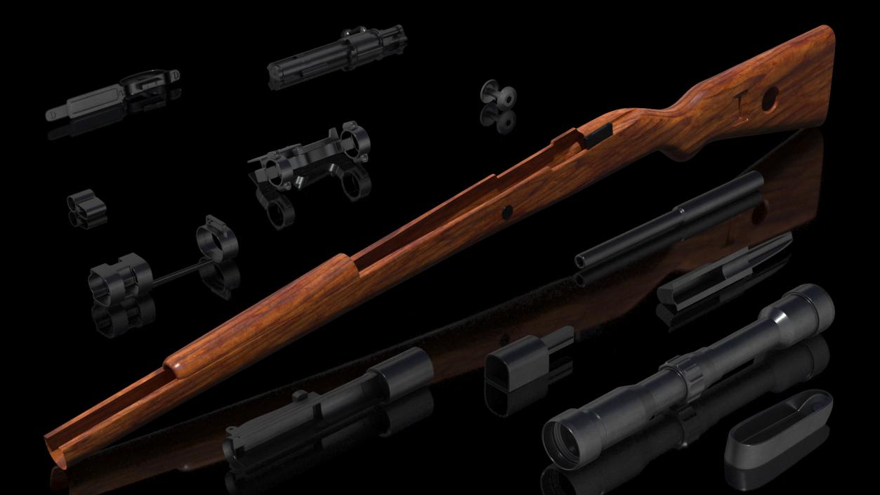 Mauser Kar98k Bolt Action Rifle with Scope 3D