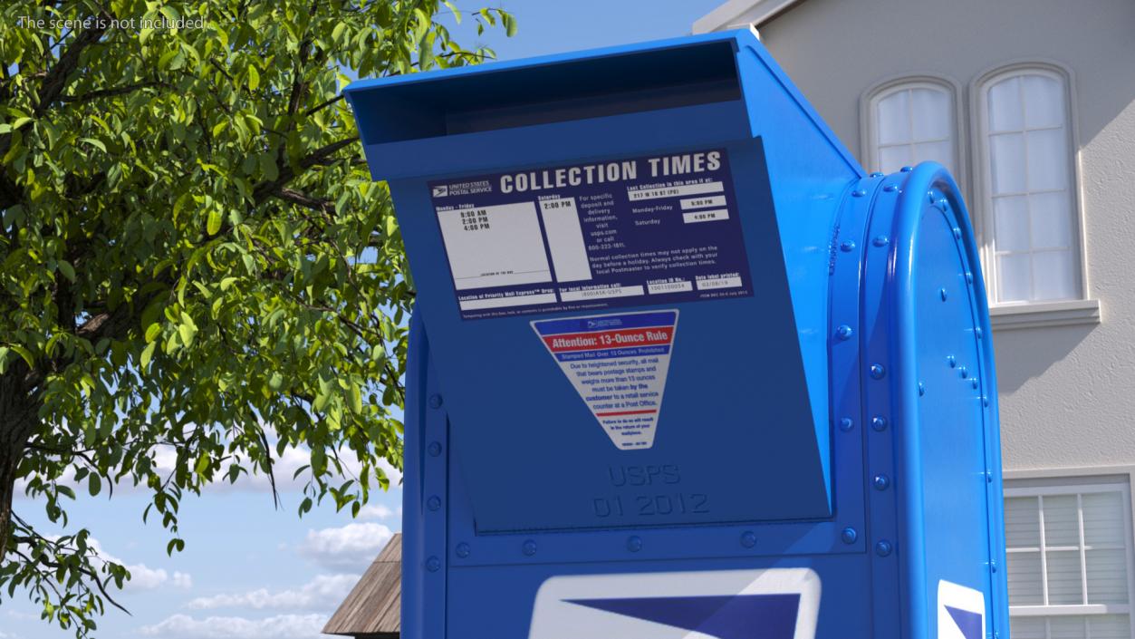 3D Blue Metal US Mailbox