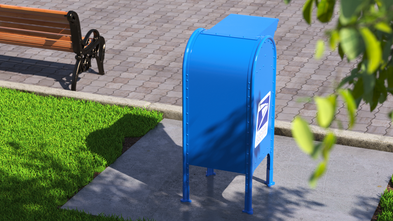 3D Blue Metal US Mailbox