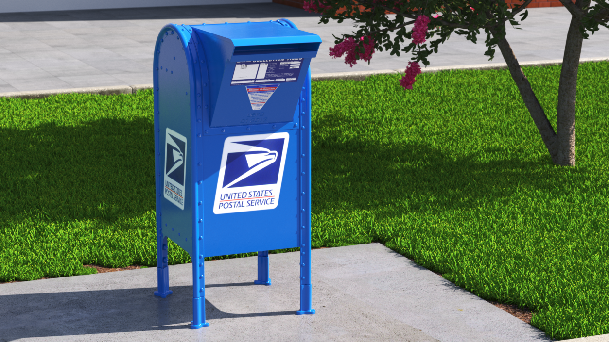 3D Blue Metal US Mailbox