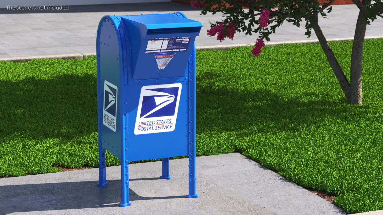 3D Blue Metal US Mailbox