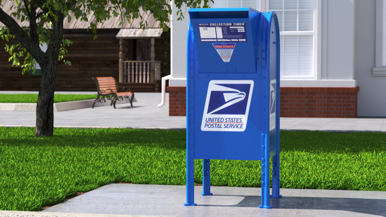 3D Blue Metal US Mailbox