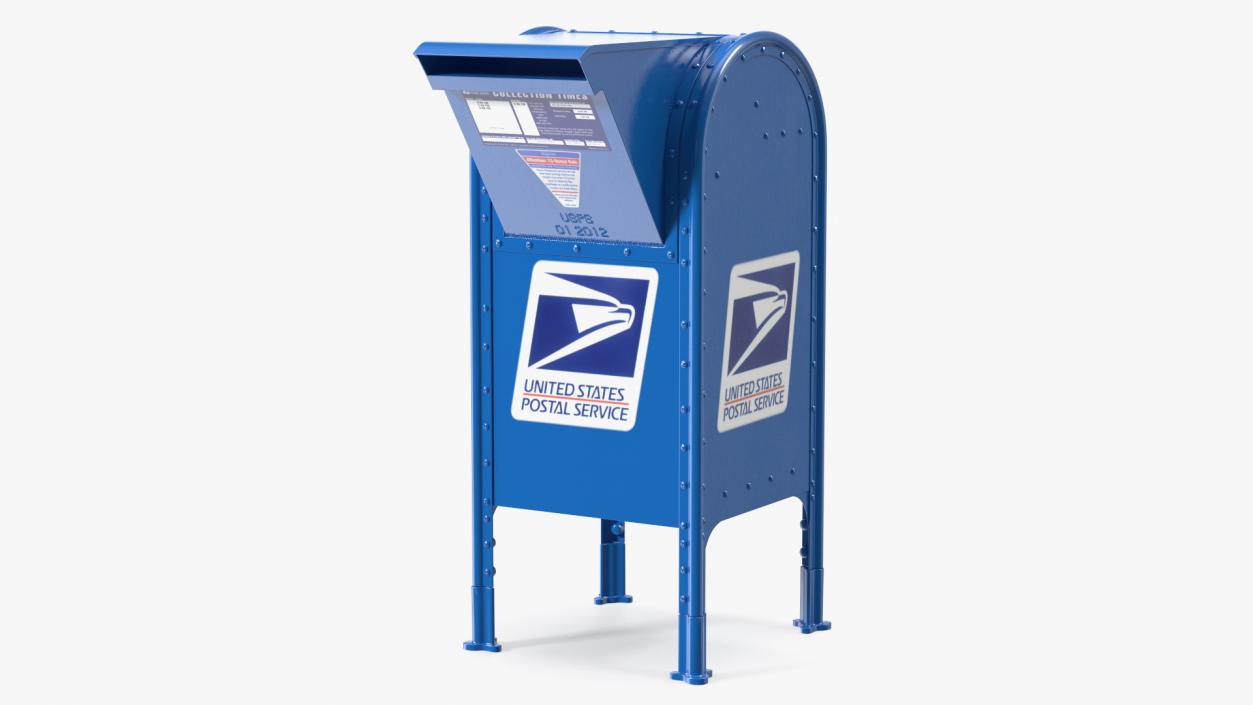 3D Blue Metal US Mailbox