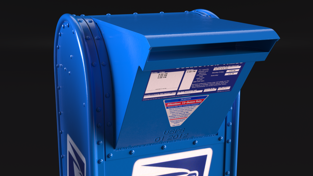 3D Blue Metal US Mailbox