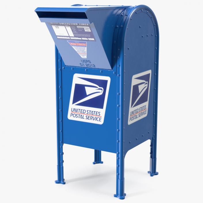 3D Blue Metal US Mailbox