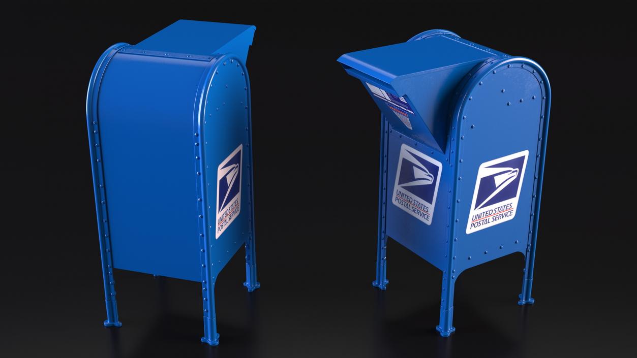 3D Blue Metal US Mailbox