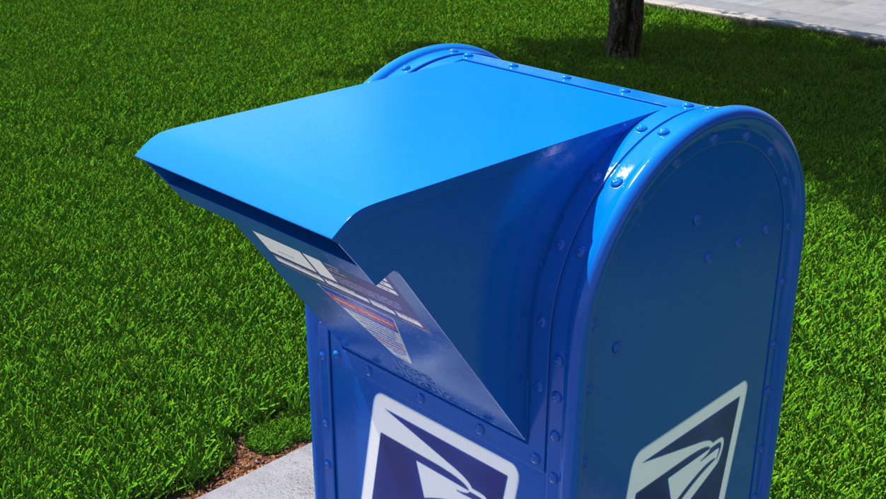 3D Blue Metal US Mailbox