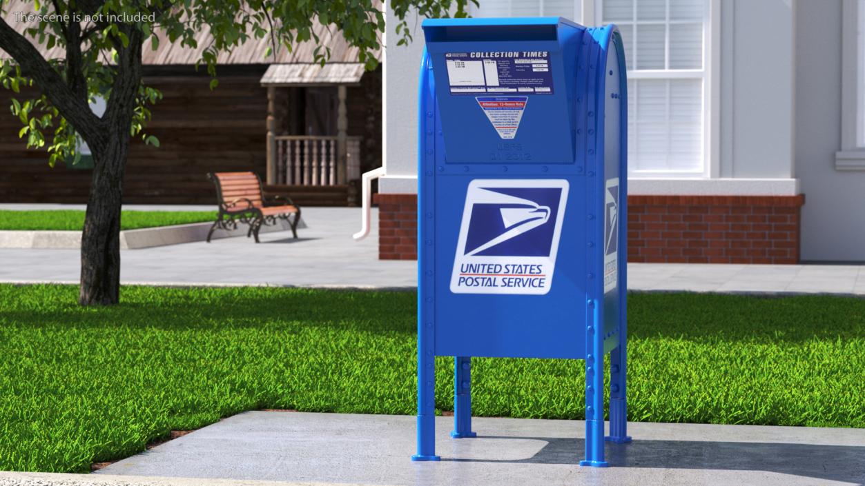 3D Blue Metal US Mailbox