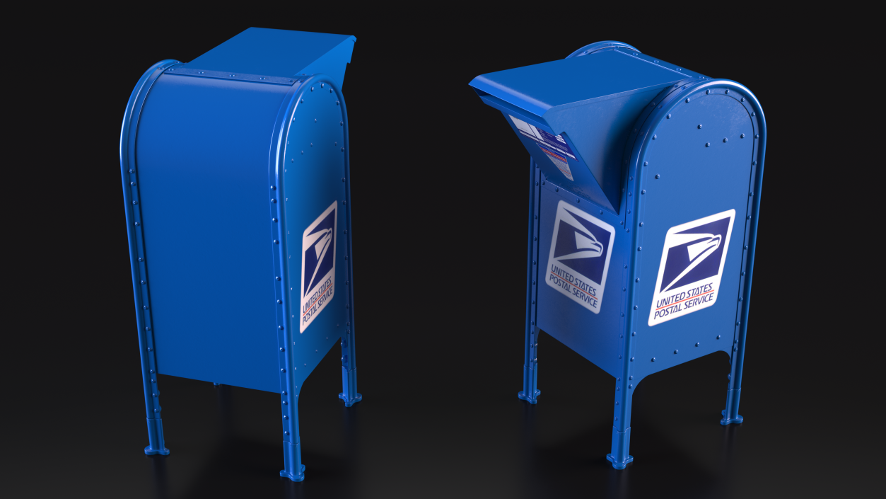 3D Blue Metal US Mailbox