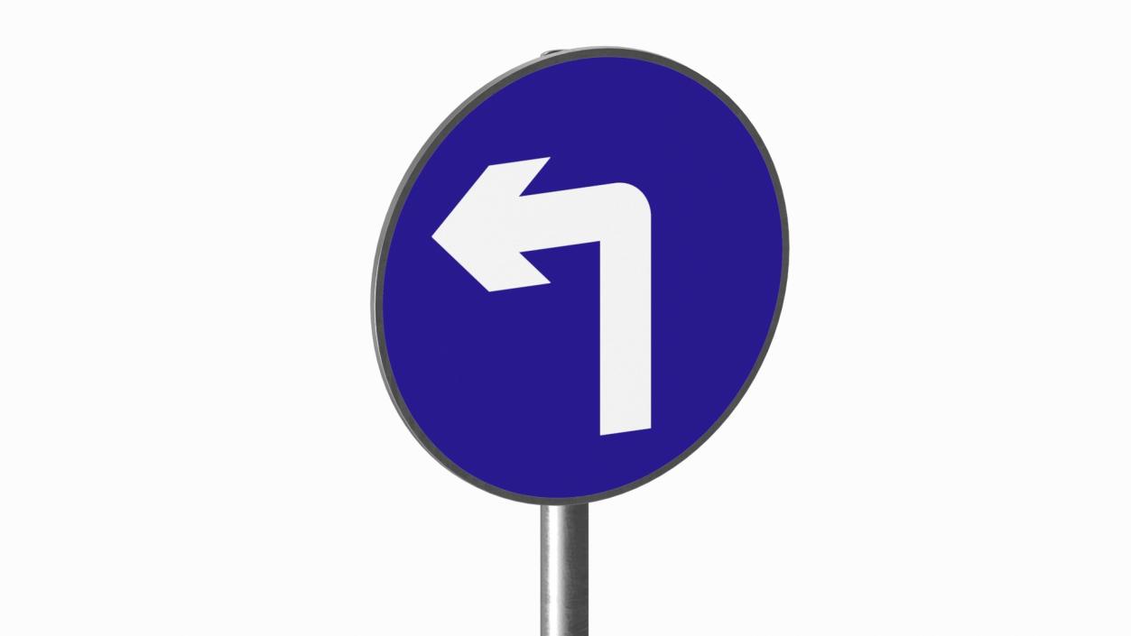 3D model Road Sign Turn Left Ahead