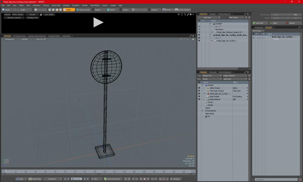 3D model Road Sign Turn Left Ahead