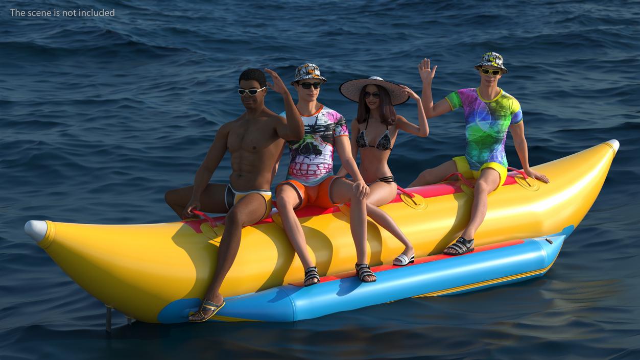 3D Banana Boat With People model