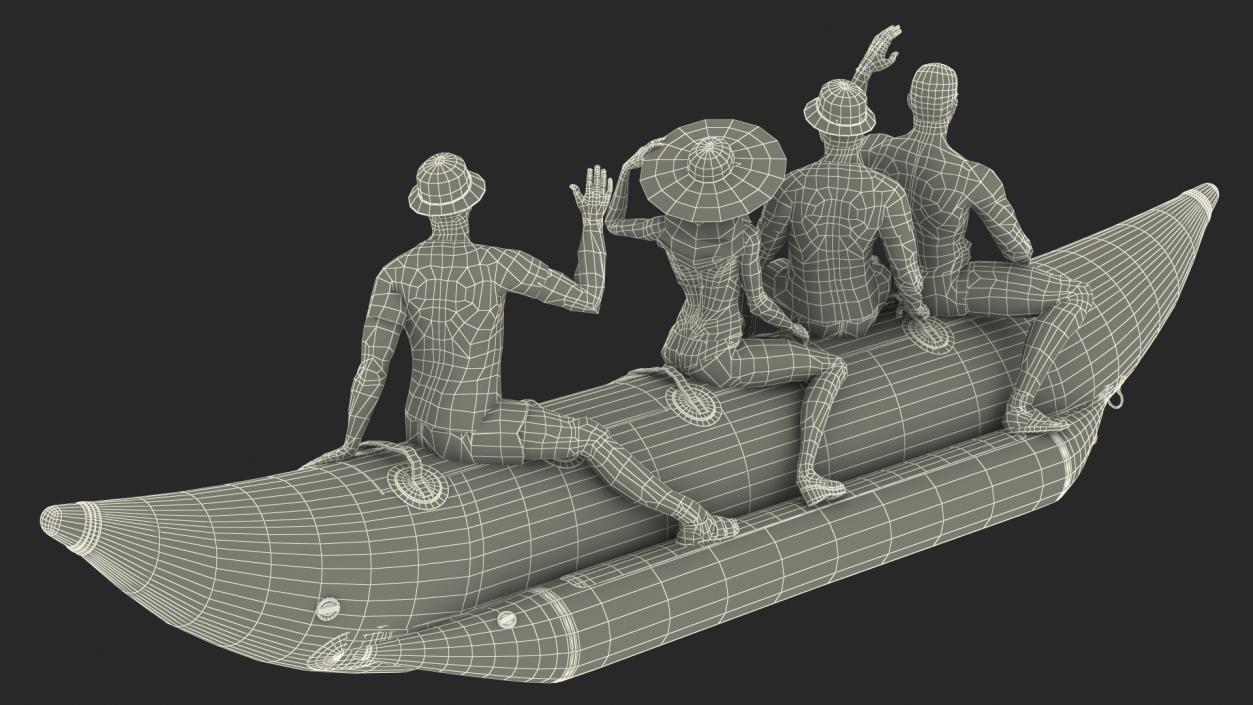 3D Banana Boat With People model