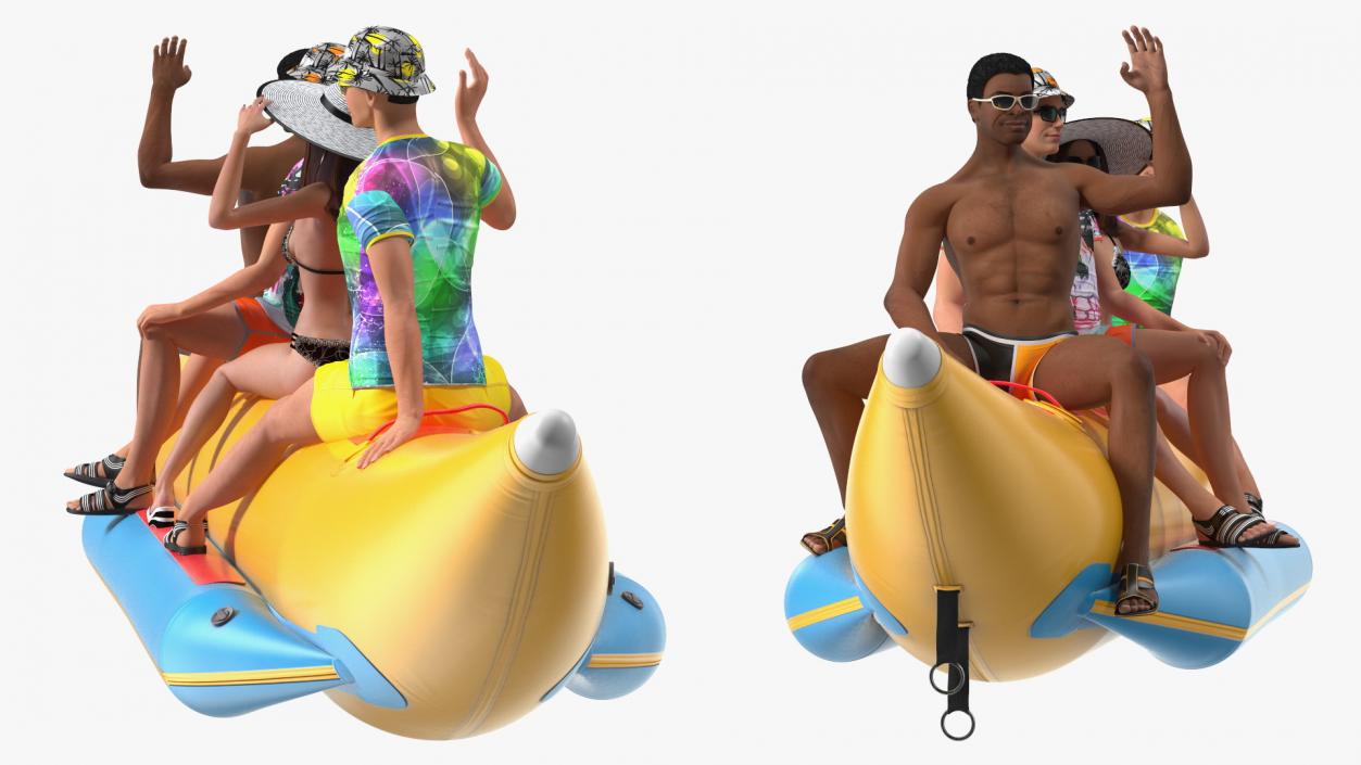 3D Banana Boat With People model