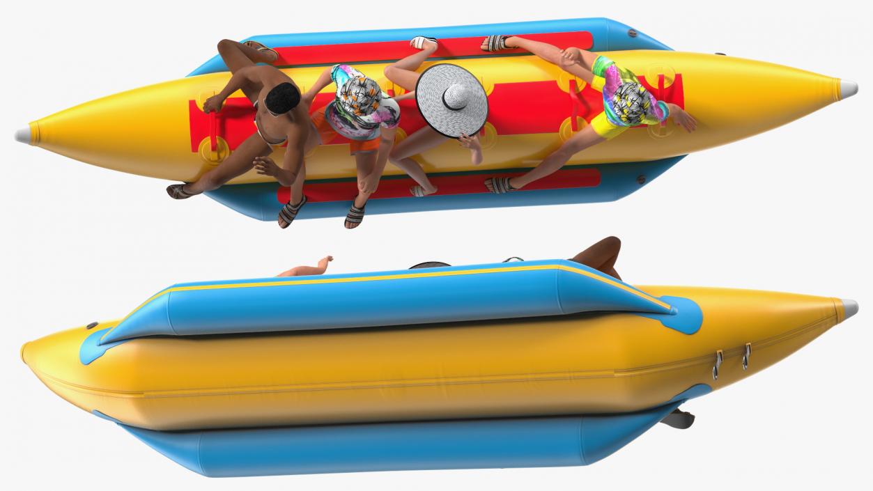 3D Banana Boat With People model