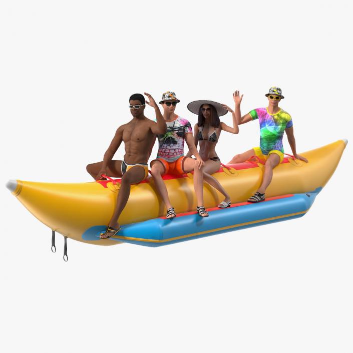 3D Banana Boat With People model