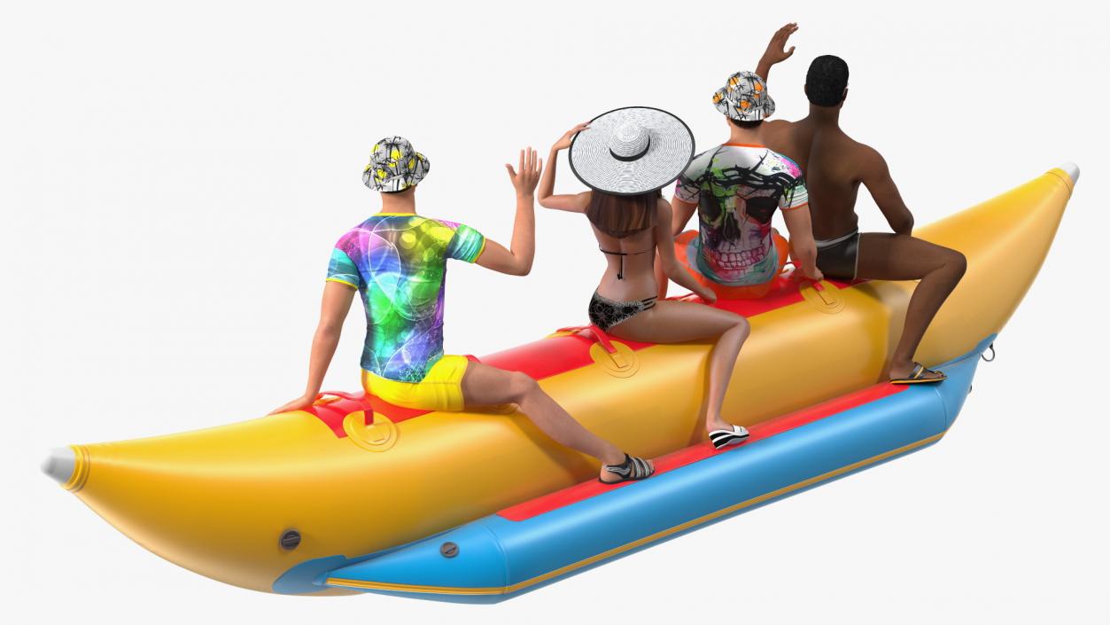 3D Banana Boat With People model