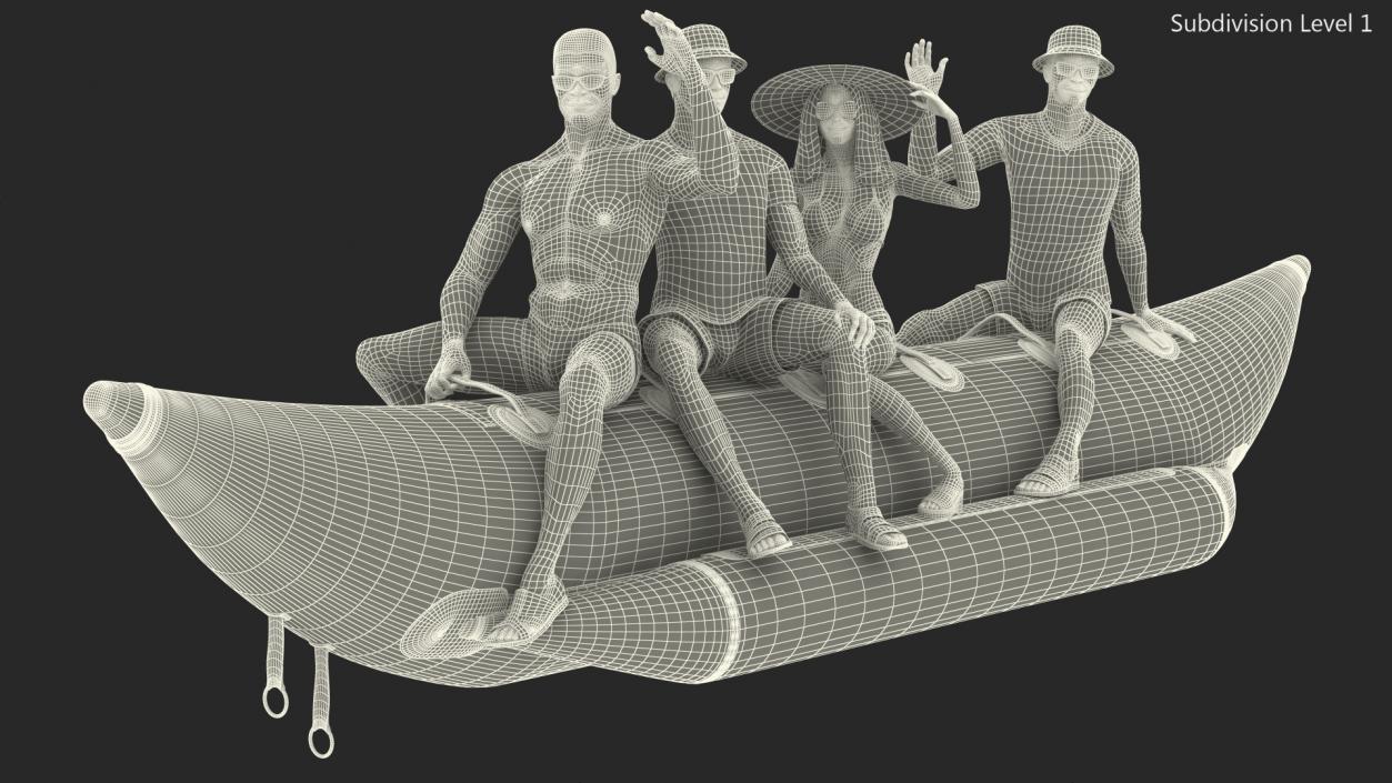 3D Banana Boat With People model