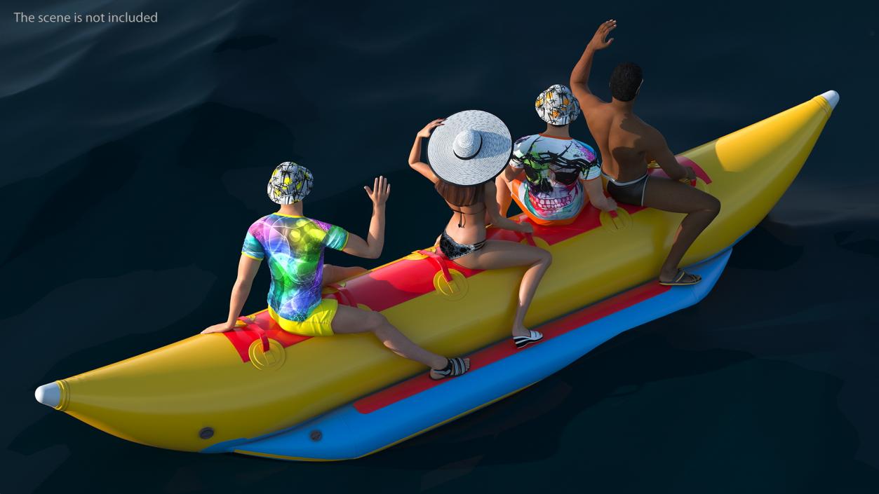 3D Banana Boat With People model