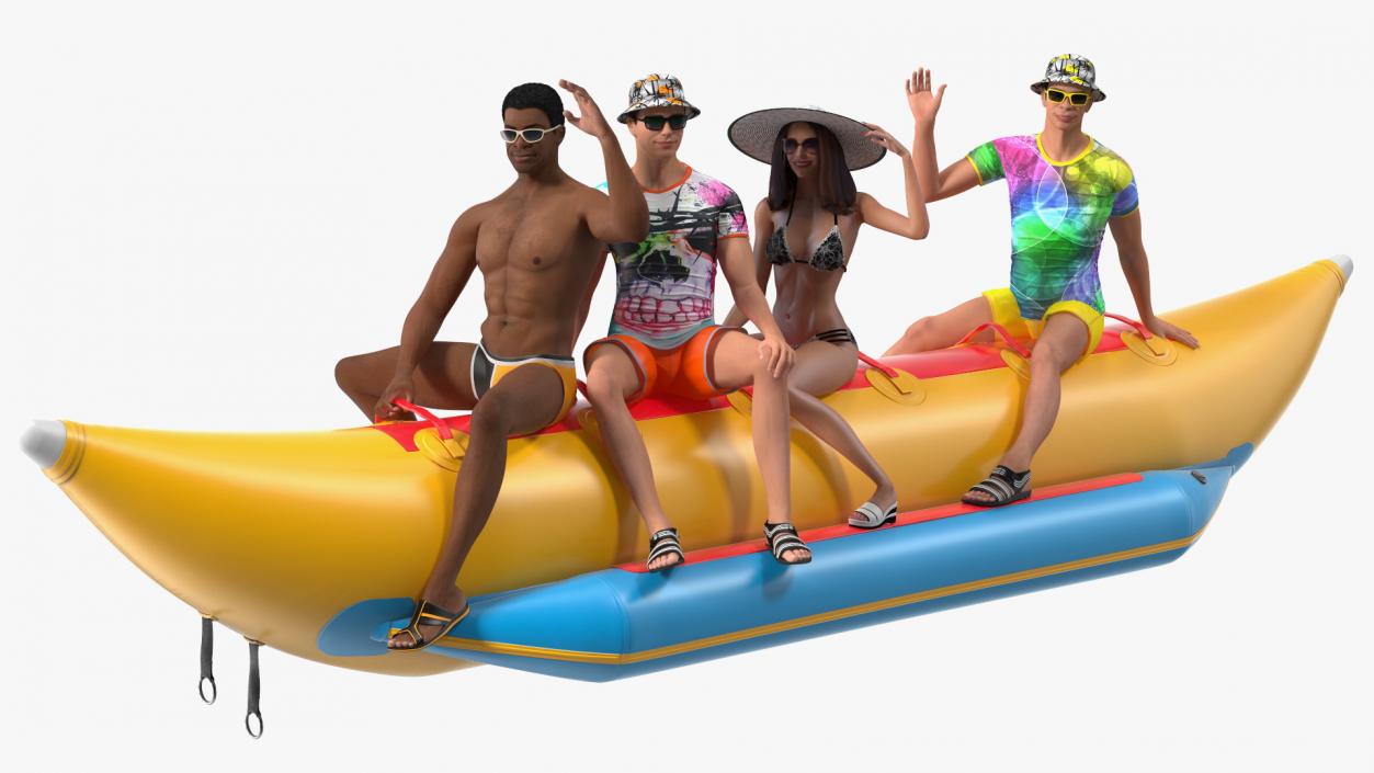 3D Banana Boat With People model