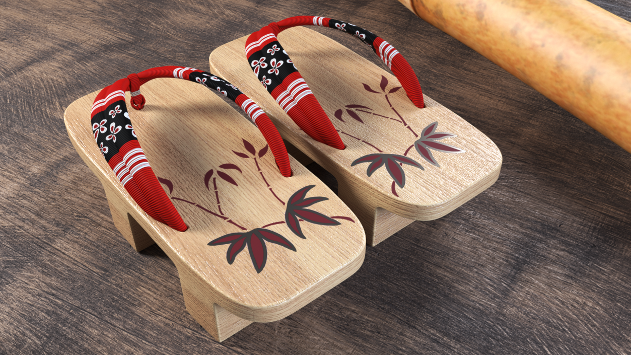 Light Geta Traditional Japanese Clogs 3D