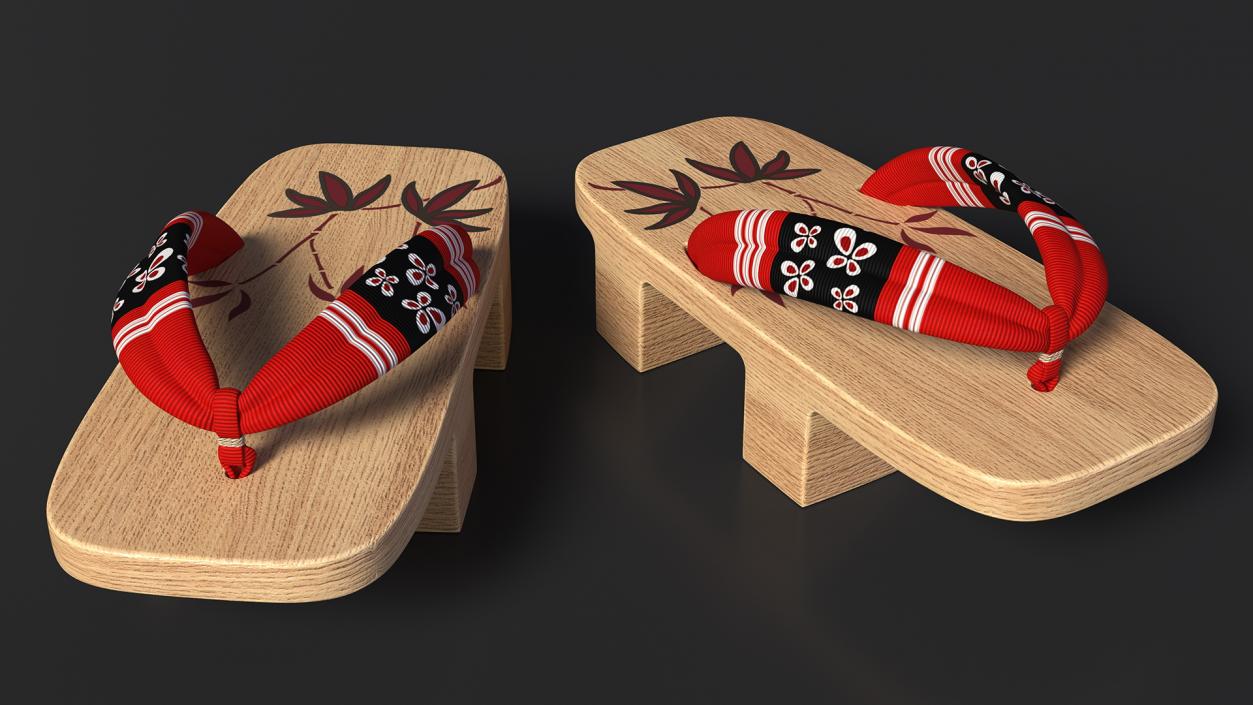 Light Geta Traditional Japanese Clogs 3D