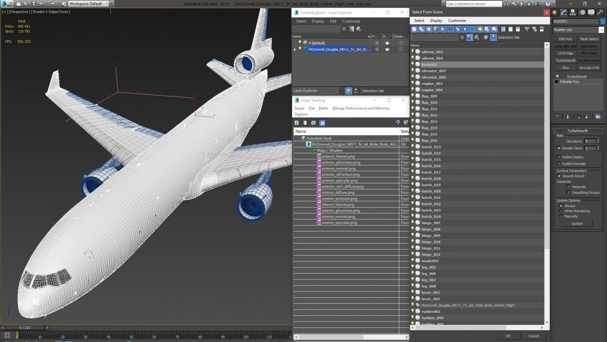 3D McDonnell Douglas MD11 Tri Jet Wide Body Airliner Flight