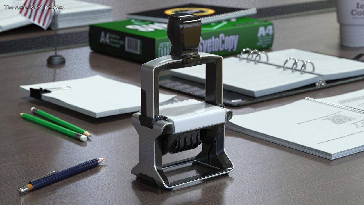 Professional Self Inking Date Stamp Rigged 3D