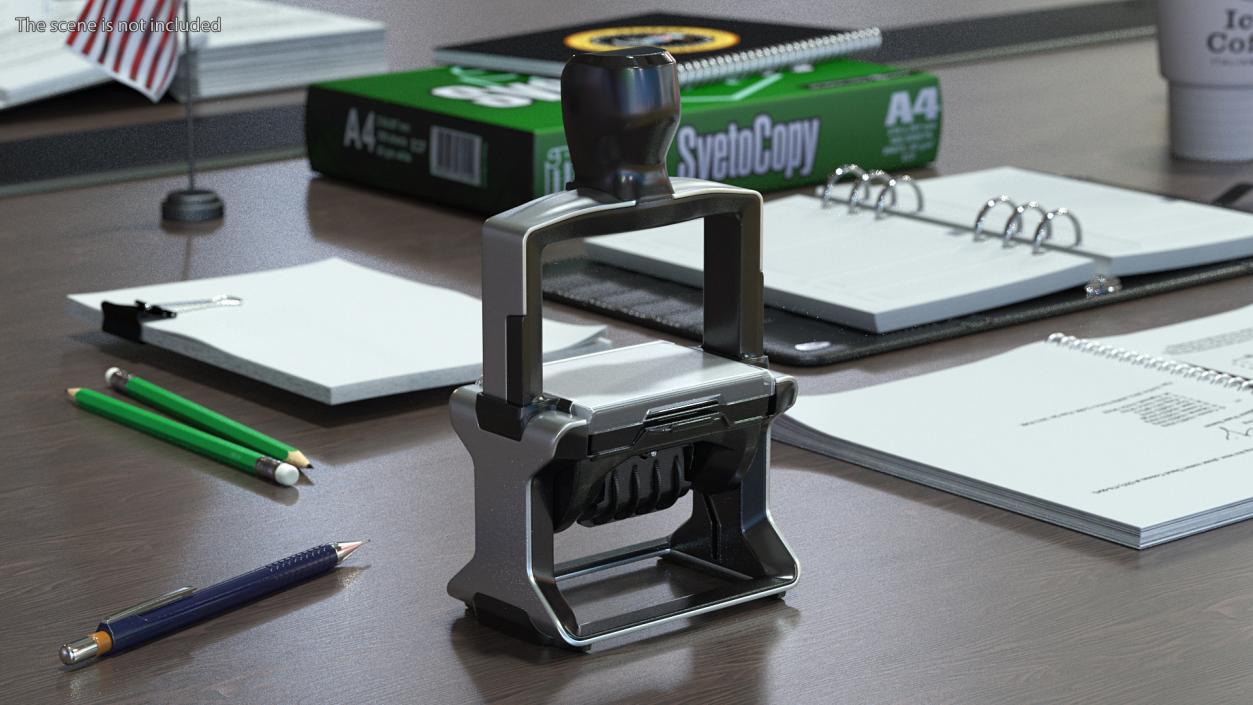 Professional Self Inking Date Stamp Rigged 3D