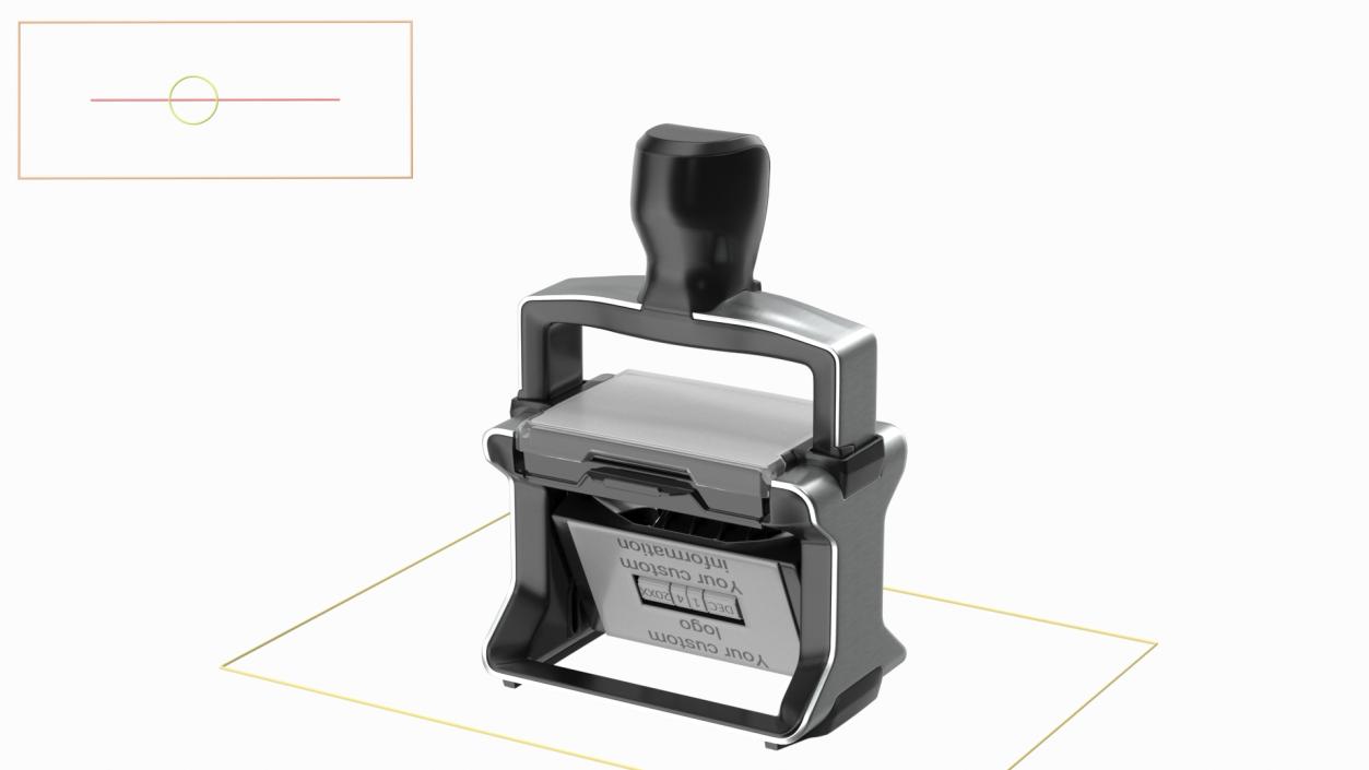 Professional Self Inking Date Stamp Rigged 3D