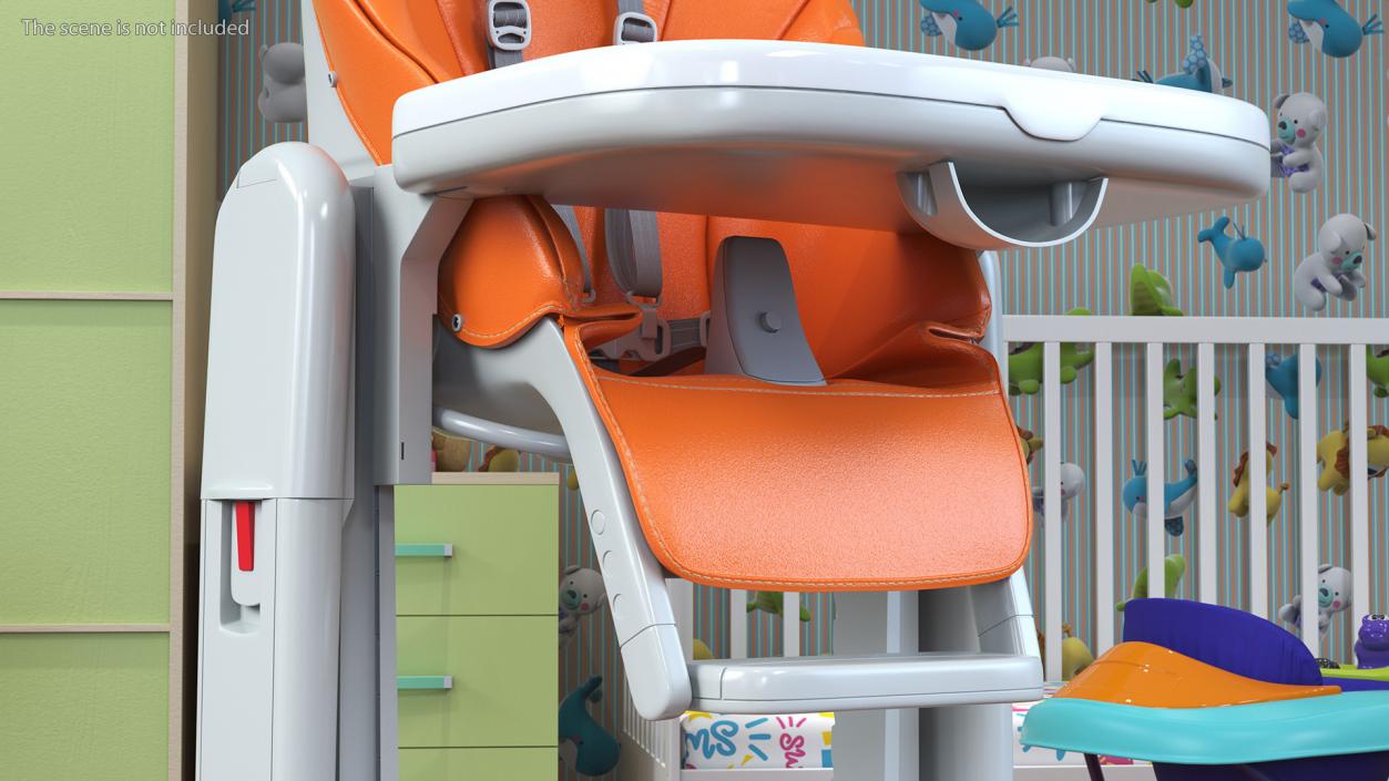 Folding High Chair Vertical Orange 3D model