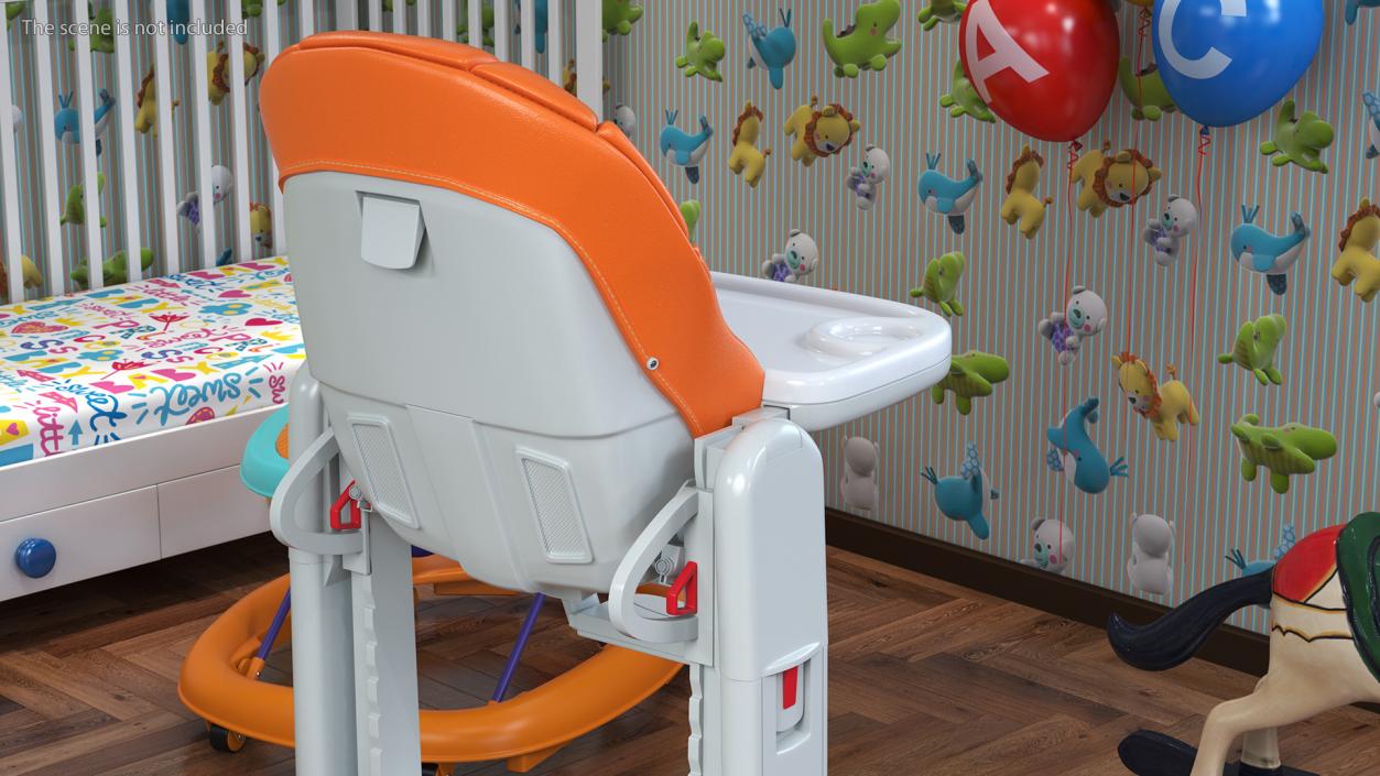 Folding High Chair Vertical Orange 3D model