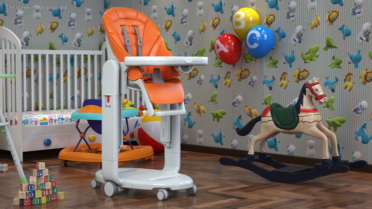 Folding High Chair Vertical Orange 3D model