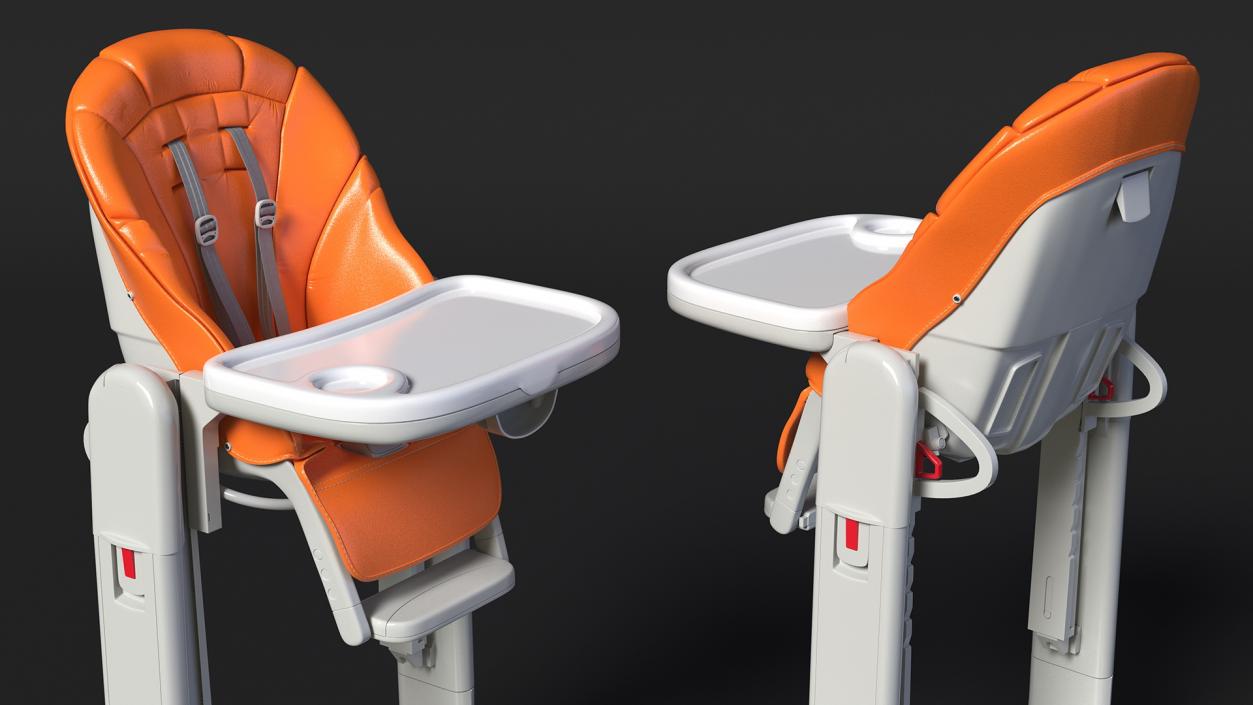 Folding High Chair Vertical Orange 3D model