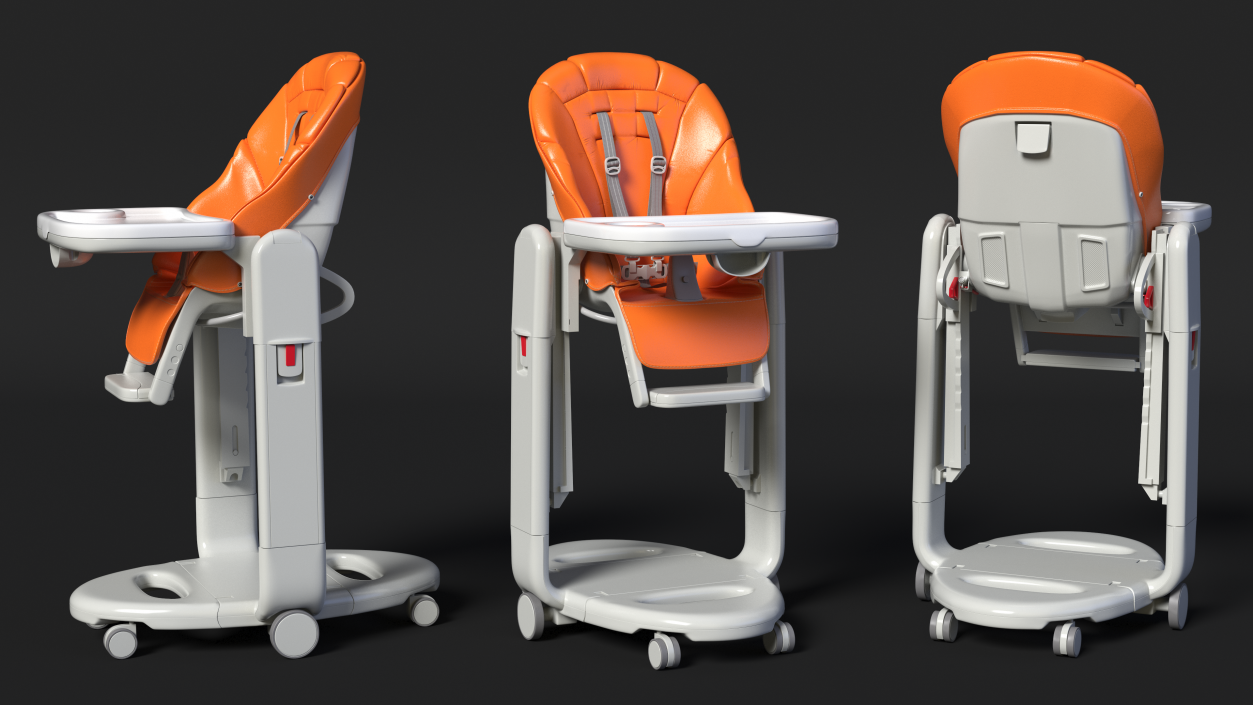 Folding High Chair Vertical Orange 3D model