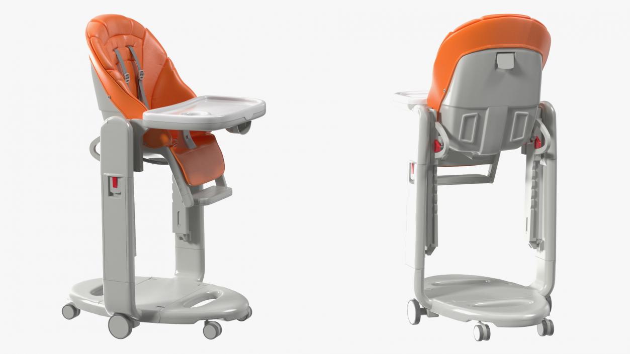 Folding High Chair Vertical Orange 3D model