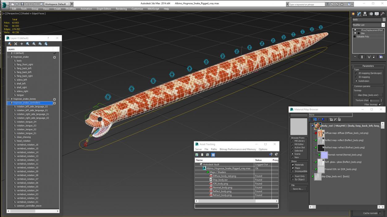 Albino Hognose Snake Rigged 3D