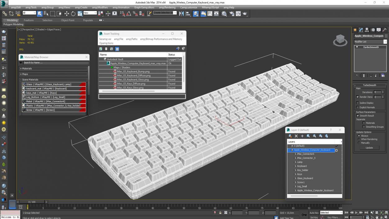 Apple Wireless Computer Keyboard 3D