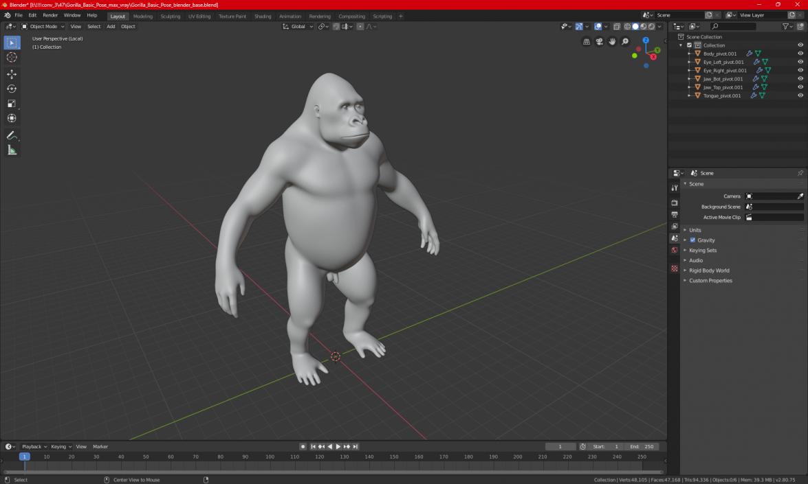 3D Gorilla Basic Pose model