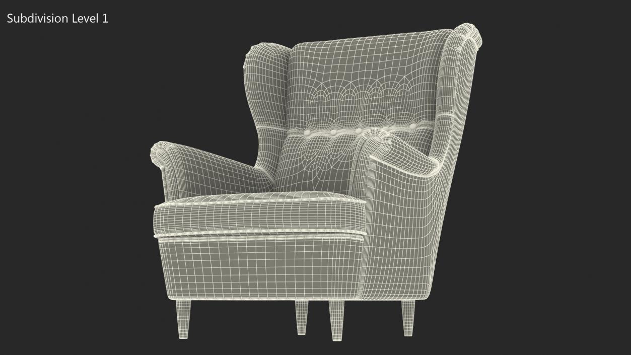 Strandmon Yellow Wing Chair 3D