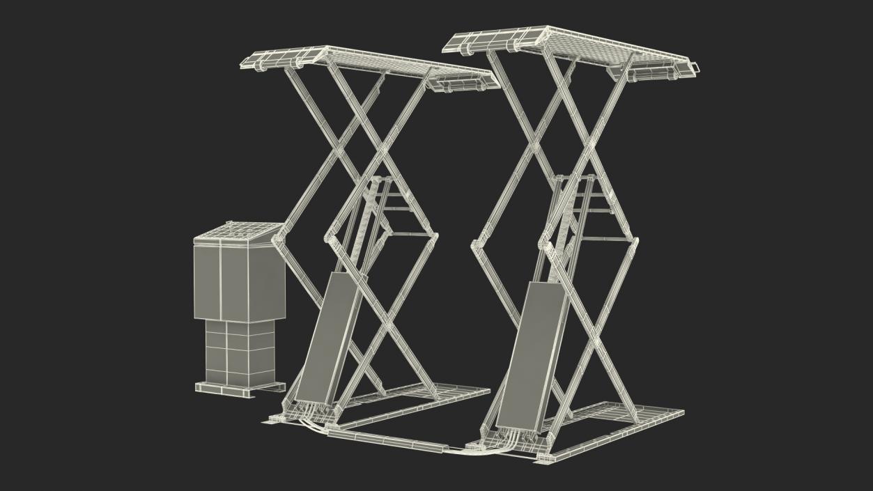 3D Industrial Car Lift Rigged