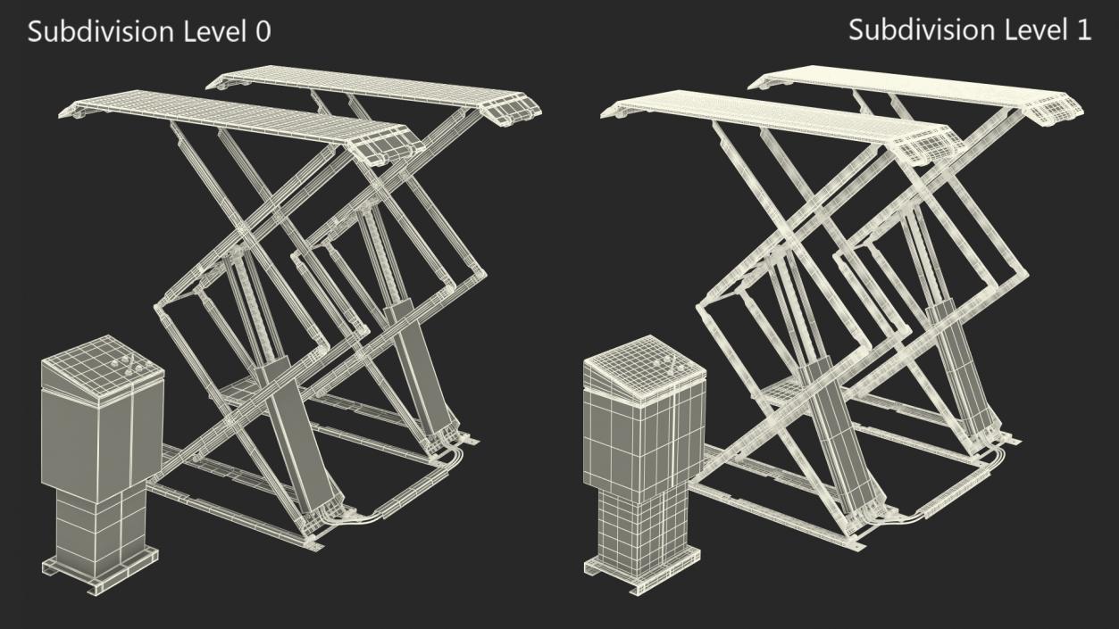 3D Industrial Car Lift Rigged