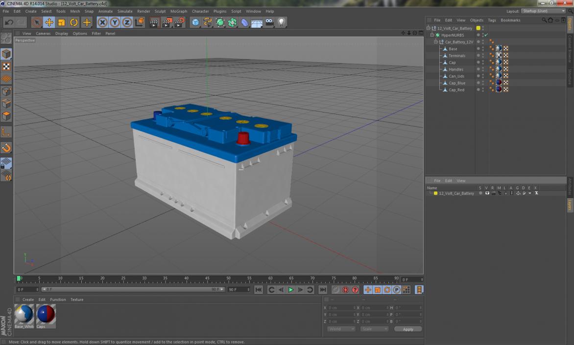 12 Volt Car Battery 3D model